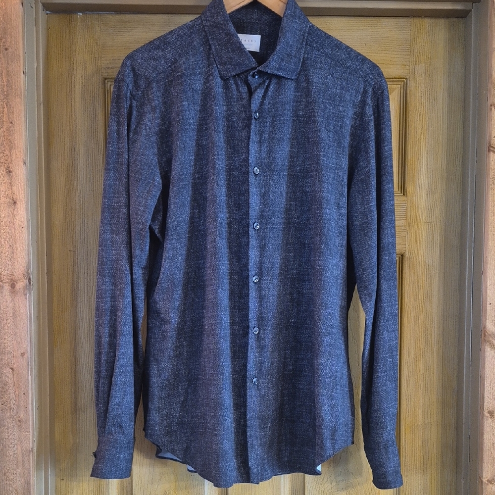 Xacus Active Tailor Fit Long Sleeve Button Up Men Shirt 16 1/4 Stretch 42 Unisex